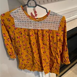 Forever 21 girls blouse, yellow with floral print, size 13/14